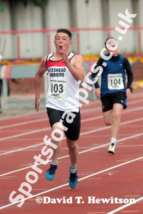 Boys under-13s 100 metres at the Gateshead Tartan Games Open.